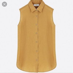 Uniqlo premium linen sleeveless button down